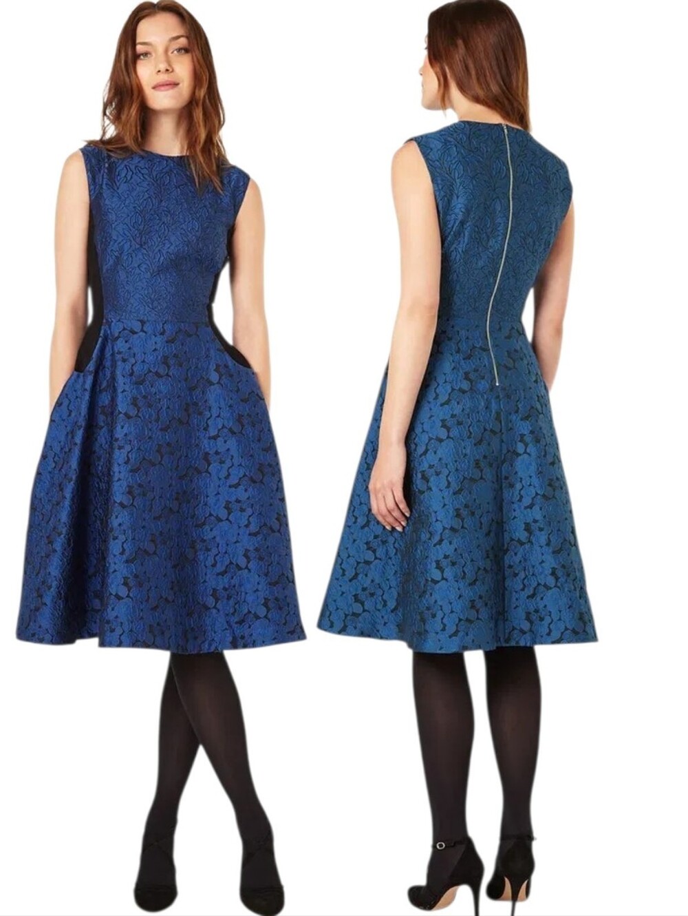 PHASE EIGHT Jacquard Fit & Flare Cocktail Dress - Size 8